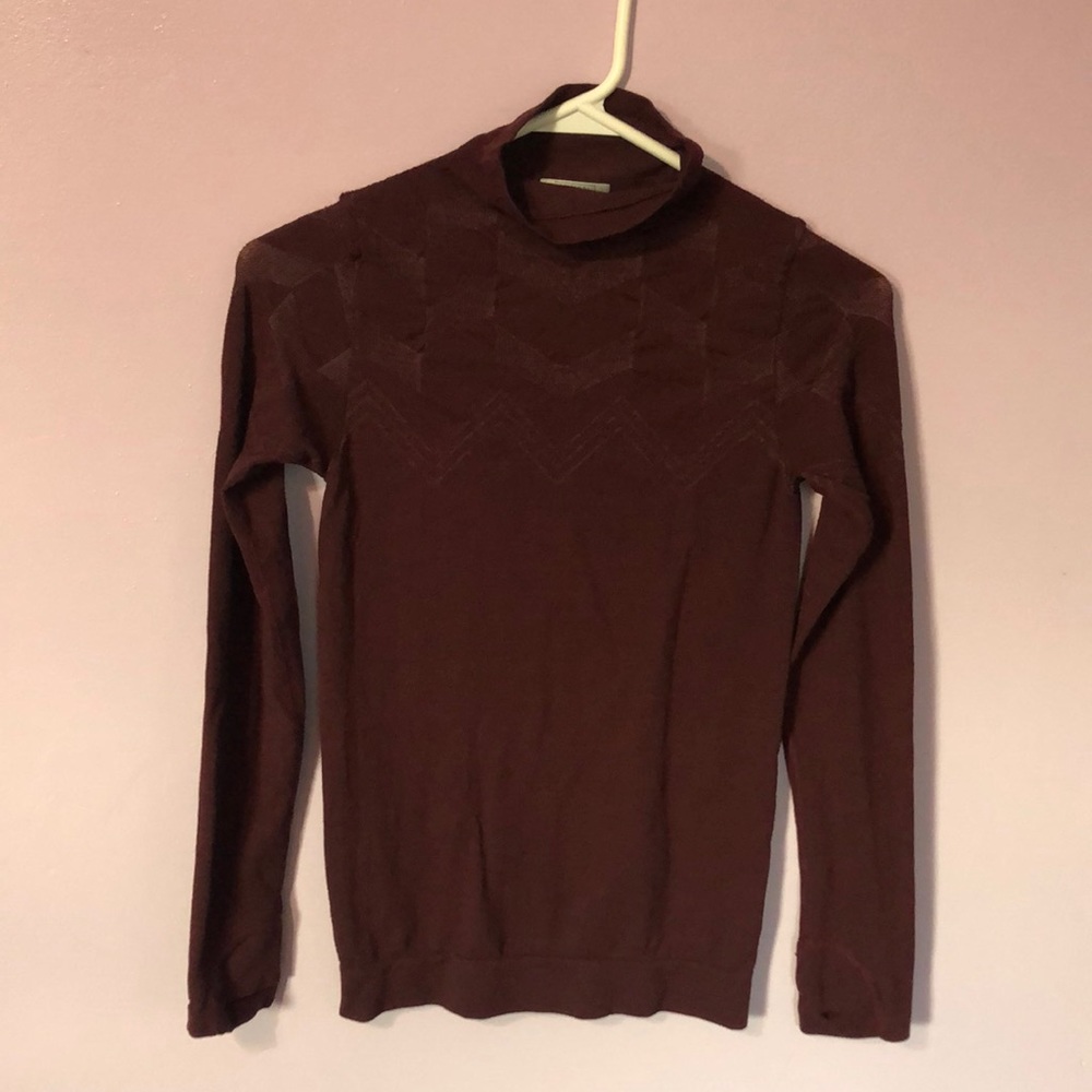Athleta Maroon Wool Turtleneck Long-sleeve Top